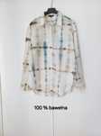 Massimo Dutti koszula oversize bawełna kremowa print wzory długi rękaw