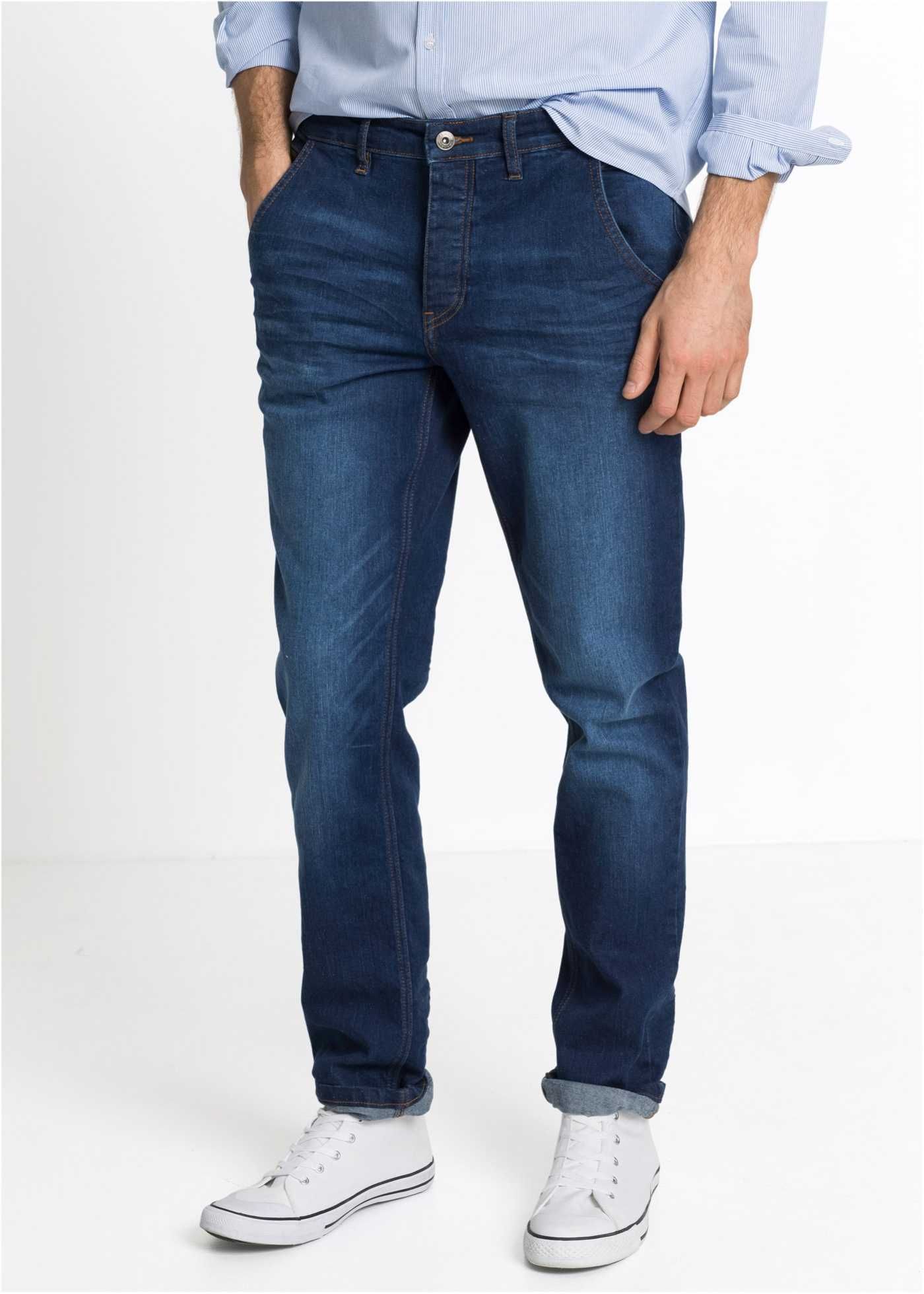 Jeans męskie miękki stretch na guziki Rozmiar amerykański 40