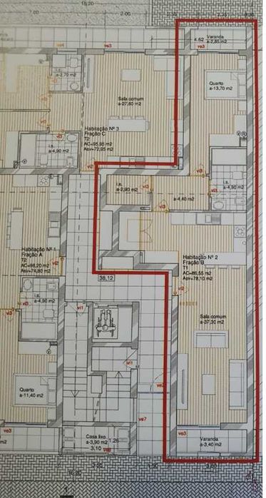 Apartamento T1 - Ribeirão