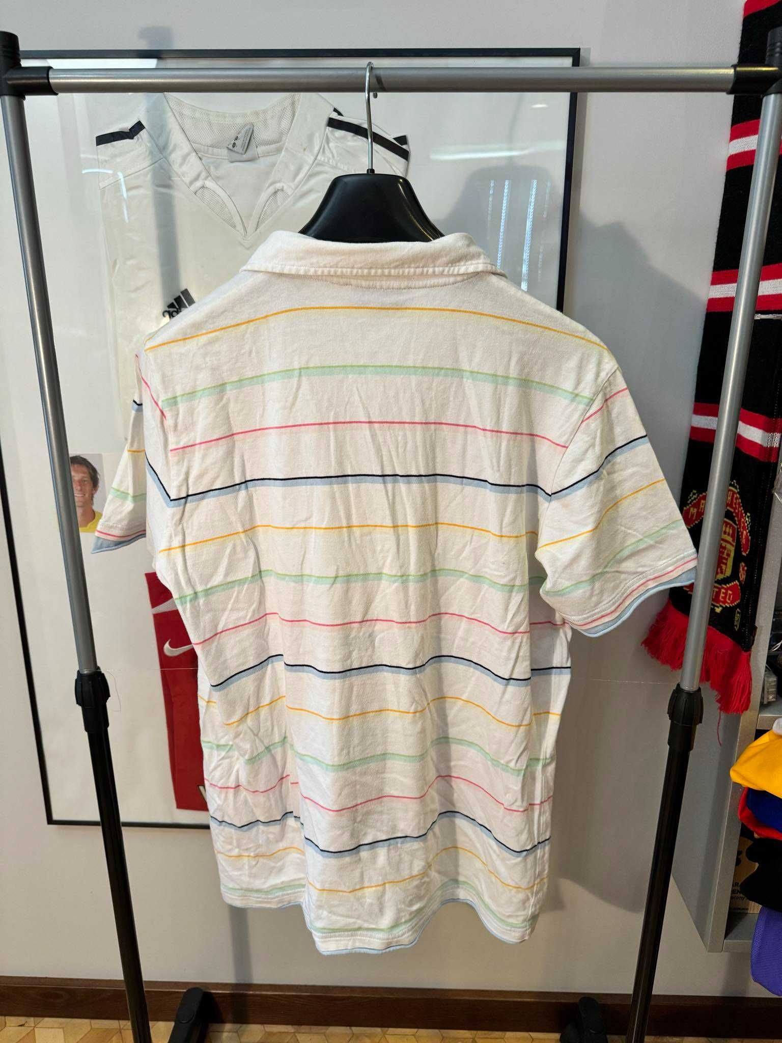 koszulka polo YSL paski multicolor biała XL