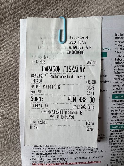 Babysense 7 monitor oddechu