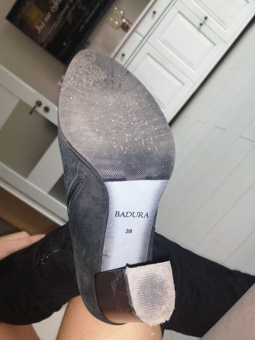 kozaki skórzane/zamszowe czarne