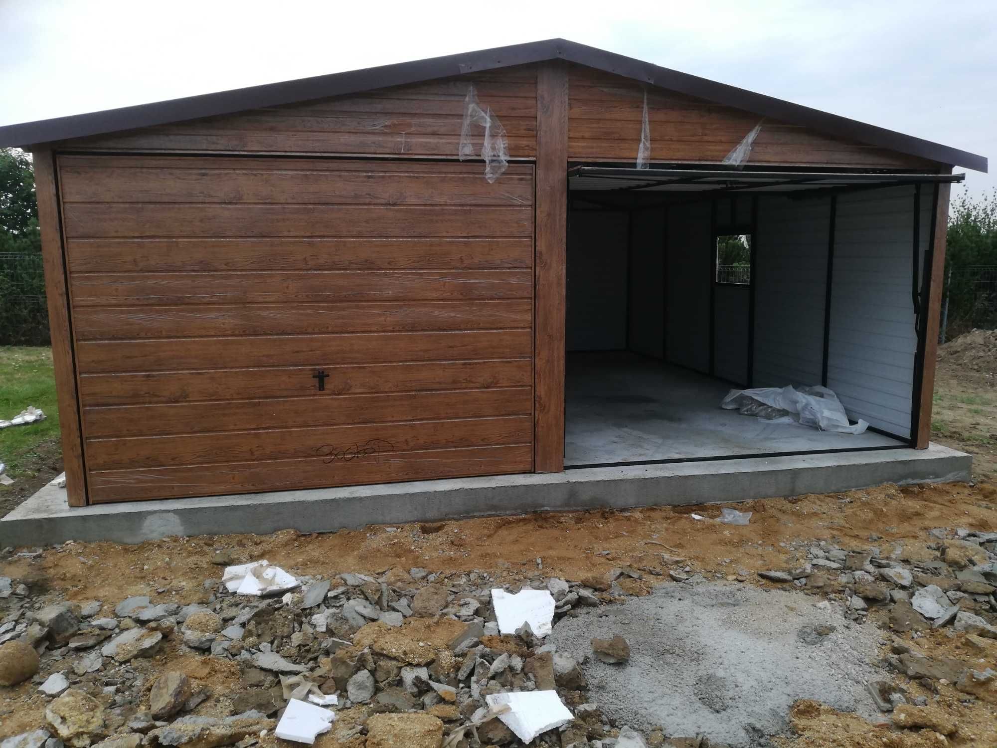 PROMOCJA ! Garaż blaszany 6x6, blaszak drewnopodobny, profil ocynk