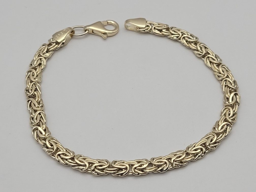 Nowa Złota bransoletka złoto próby 585, splot królewski płaski 18 cm