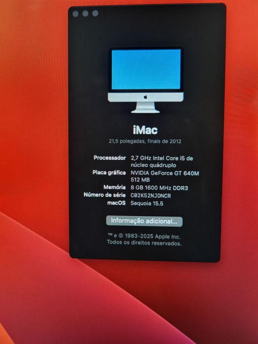 Apple iMac 21,5 com um ssd 480