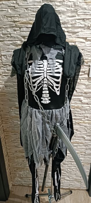 Strój Ponura Żniwiarka, przebranie halloweenowe dla dziewczynki7-8 lat