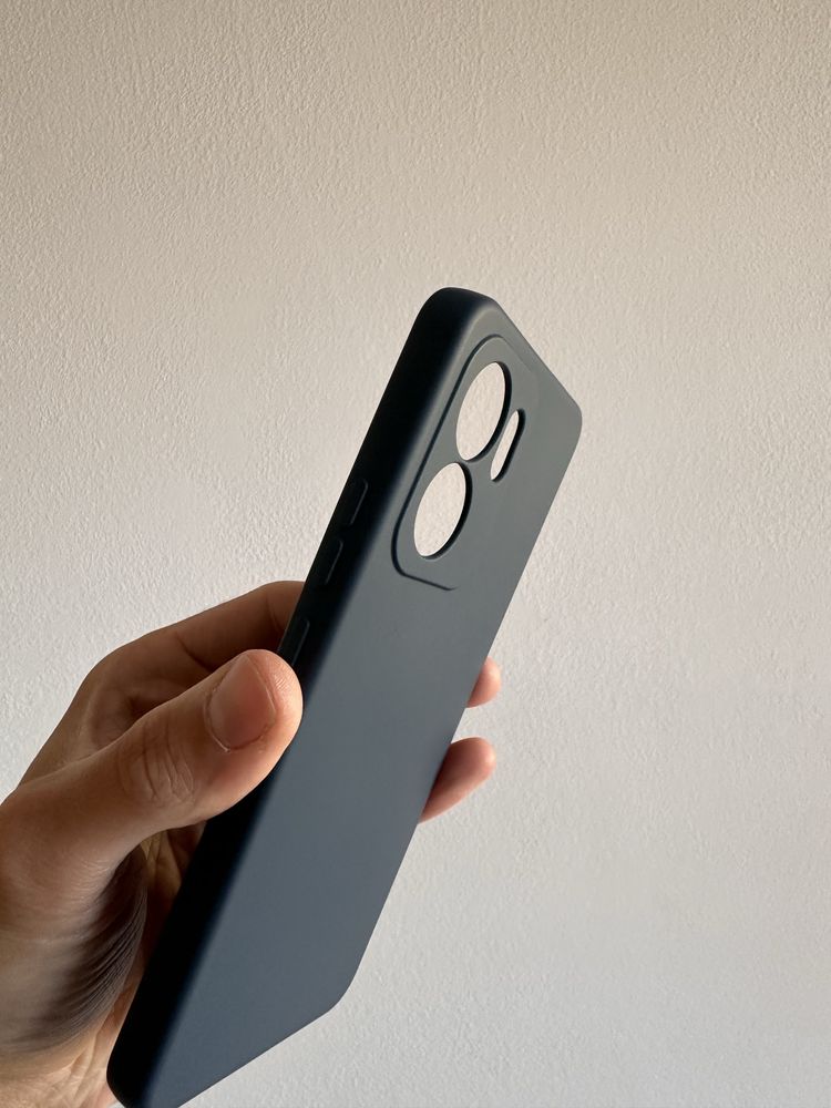 Etui silicon granatowe + SZKŁO cały ekran 9D do OPPO RENO 13F 5G
