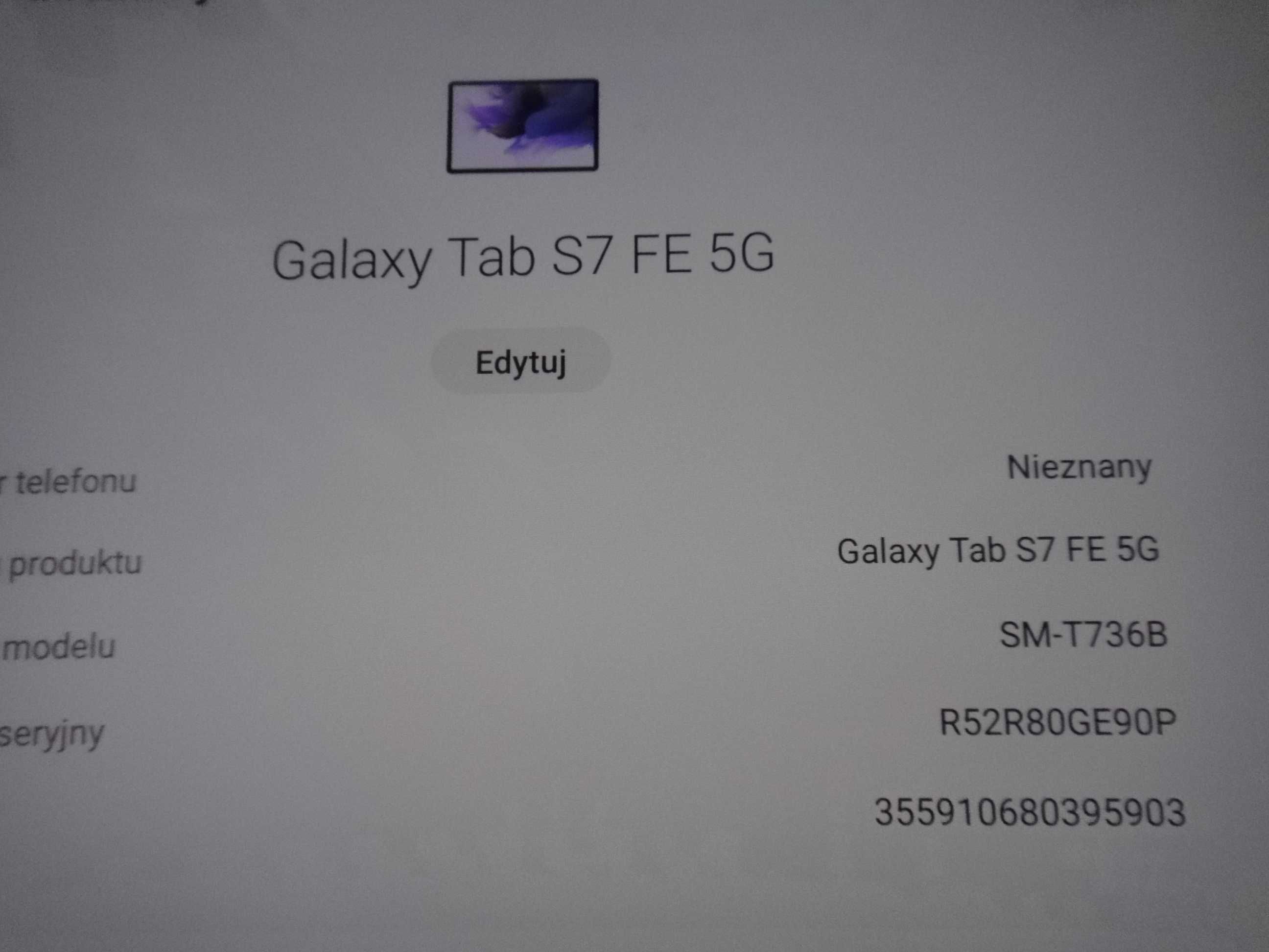 Tablet Samsung Galaxy Tab S7 FE 5G  12,4" T736B  128/6Gb.plus 256gb.SD