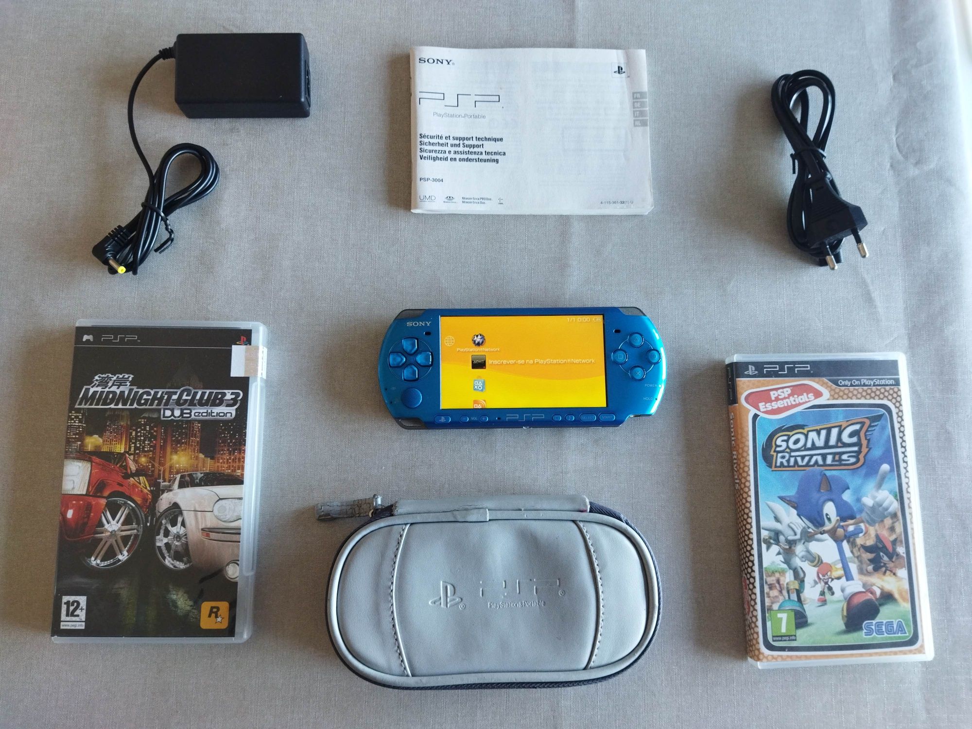 Consola original Sony PSP psp, imaculada, última versão cor rara azul