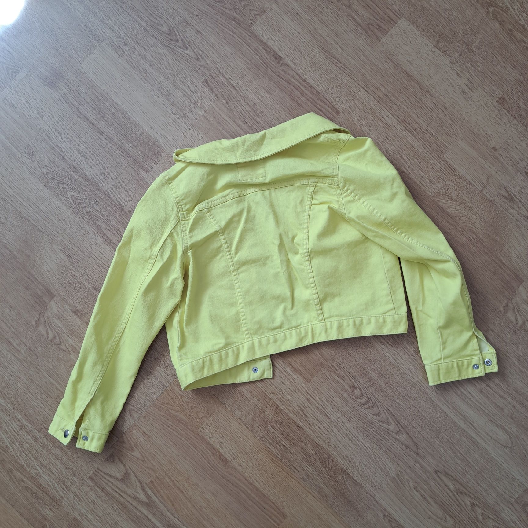 Śliczna dziewczęca żółta katana, kurtka jeansowa, H&M, rozmiar 140