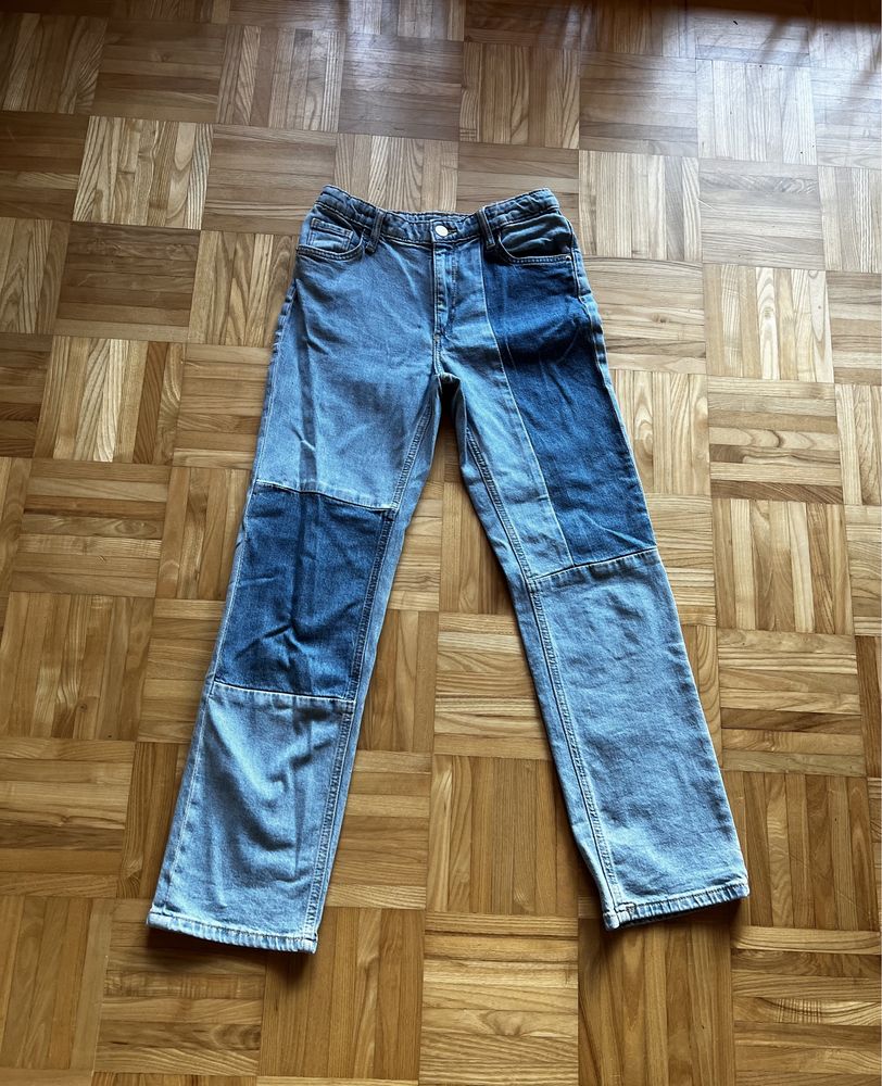 Spodnie Jeansowe H&M, dwukolorowe dla dziewczynki r. 146