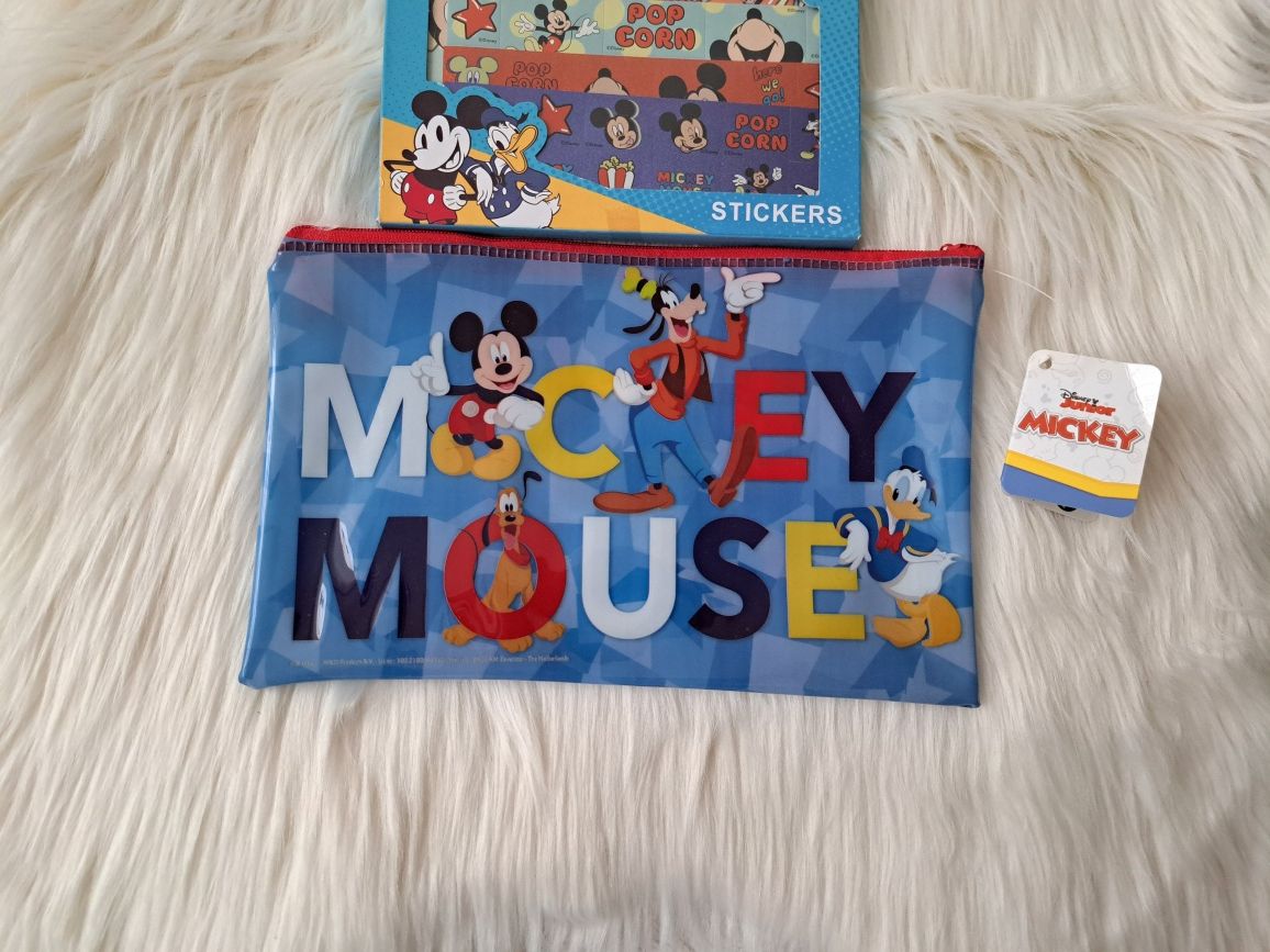 Zestaw myszka mickey naklejki i piórnik saszetka