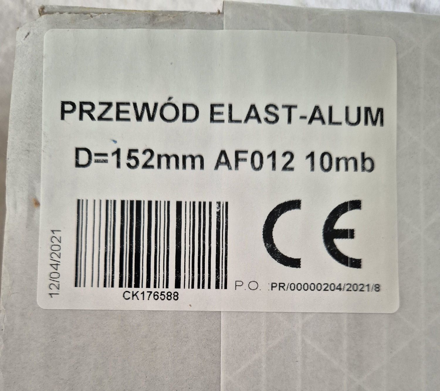 Przewód elastyczny aluminium. 10mb, D=152mm