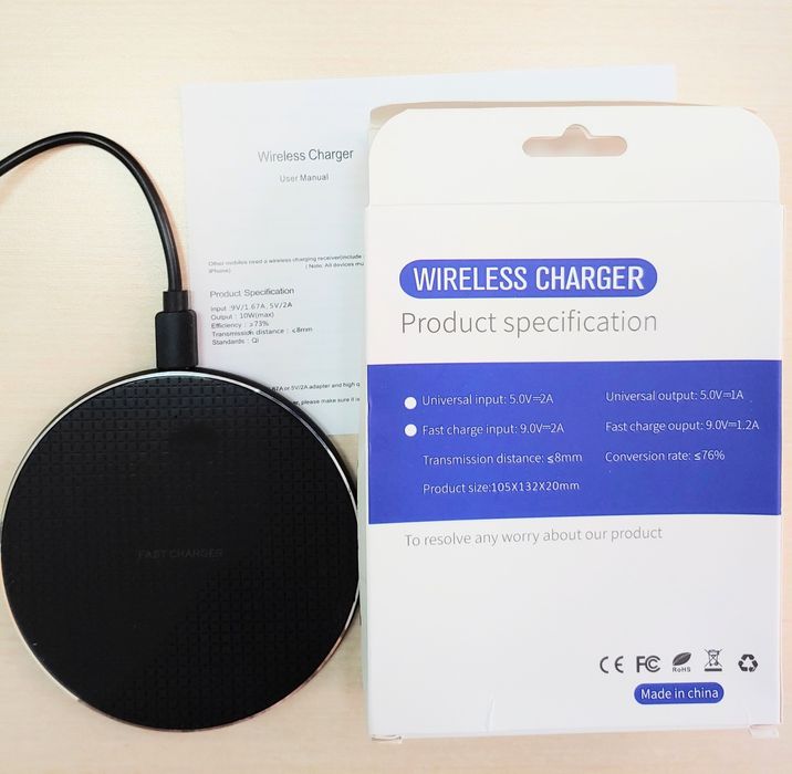 Беспроводное зарядное устройство QI 10 Bт (fast charger)