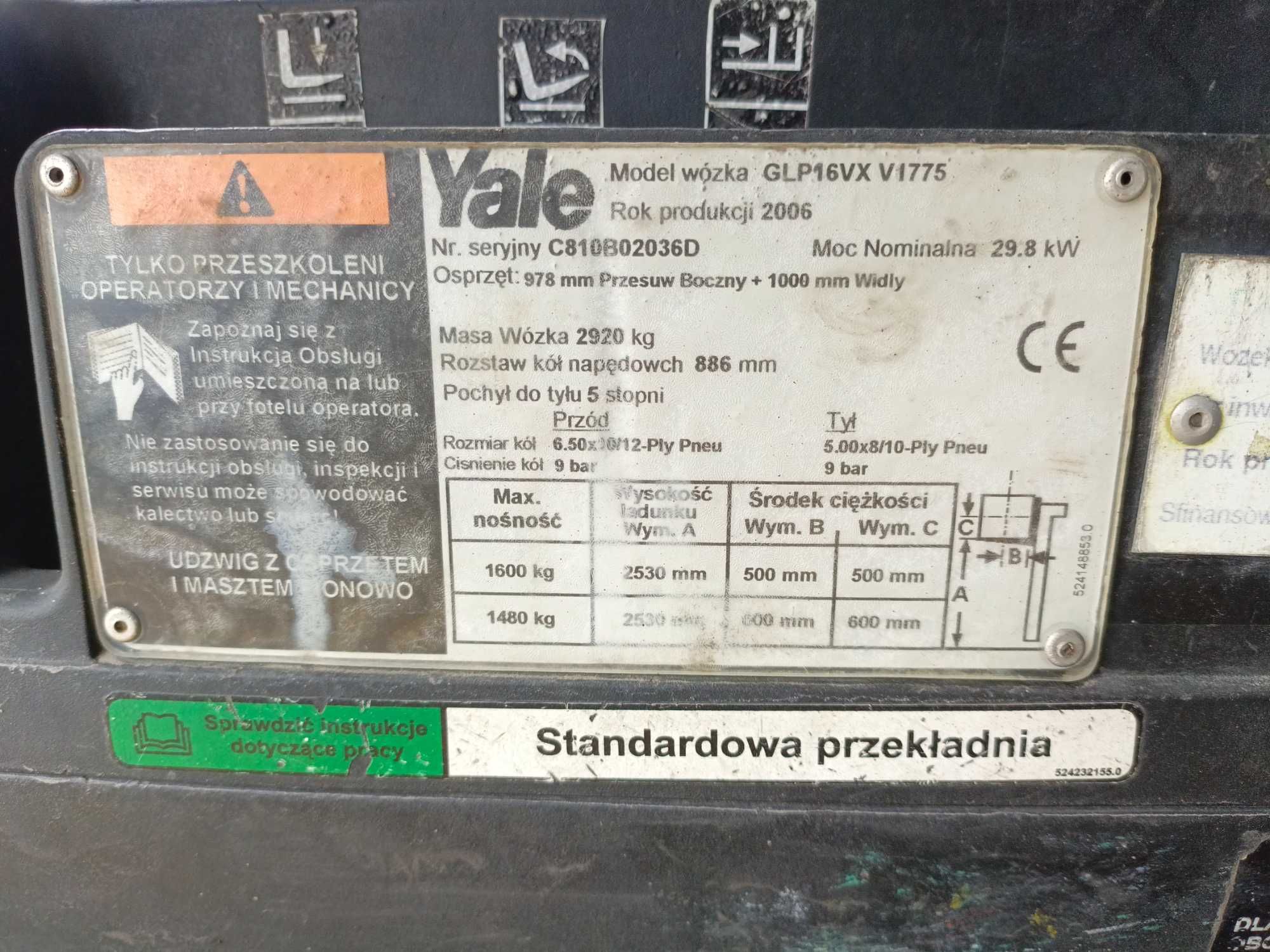 Wózek widłowy YALE GLP16VX