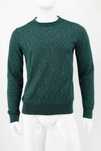 HUGO BOSS sweter męski melanż zielony bawełna elegancki klasyczny L
