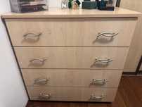 Drewniana Komoda z 4 szufladami  Ikea + drewniana szafka nocna Boho