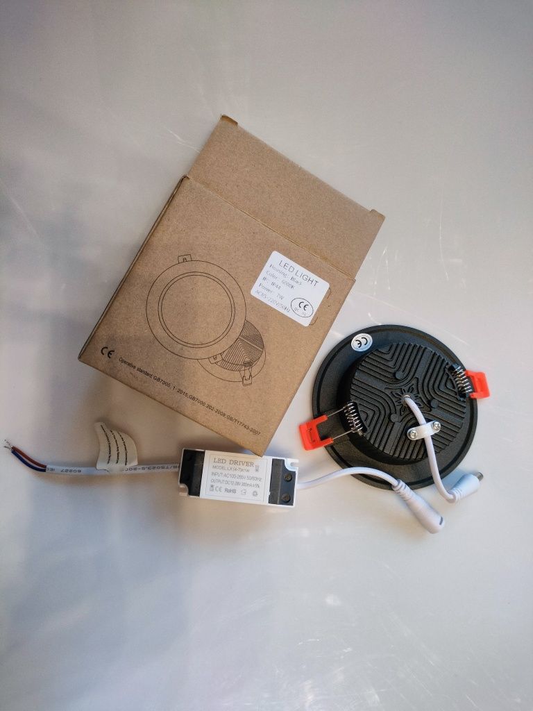 Czarna oprawa LED  wpuszczana lampa sufitowa 2 szt. 7 W 6000K