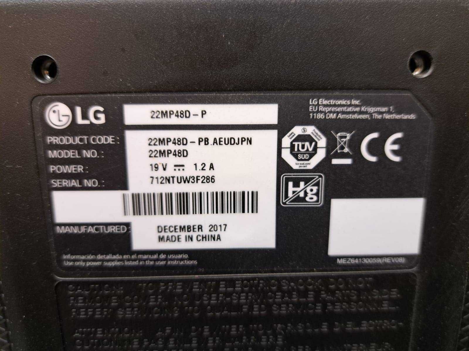 22" IPS, LG LED, Full HD Monitor 22MP48D-P