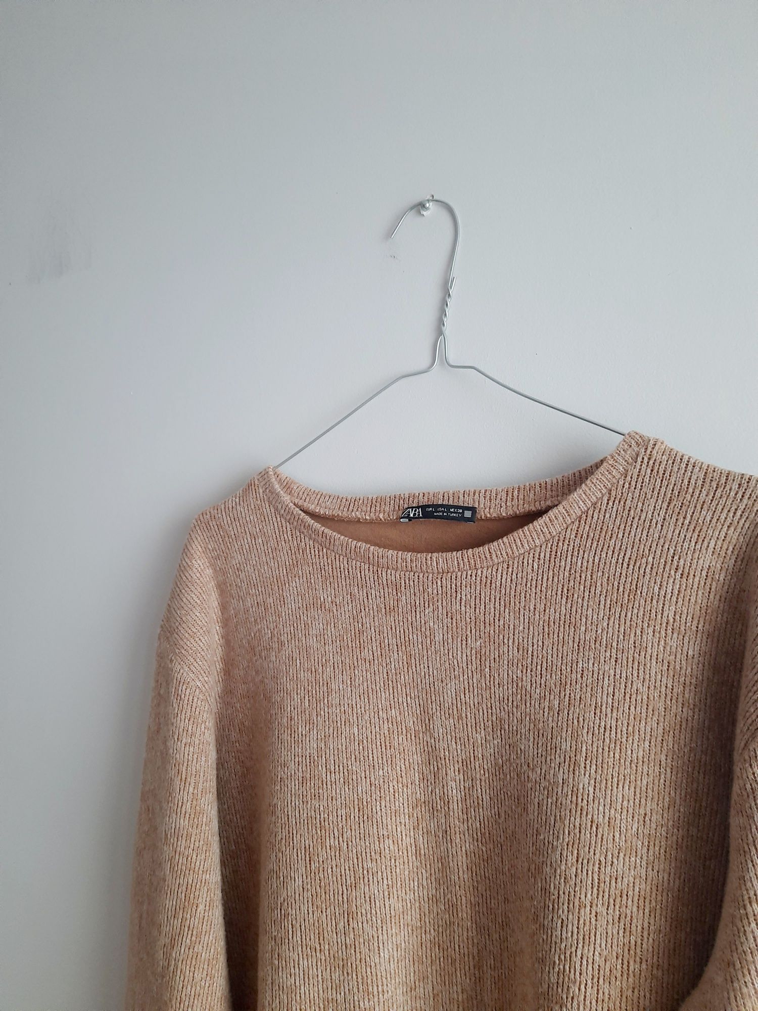 Sweter prążki bluza camel ZARA