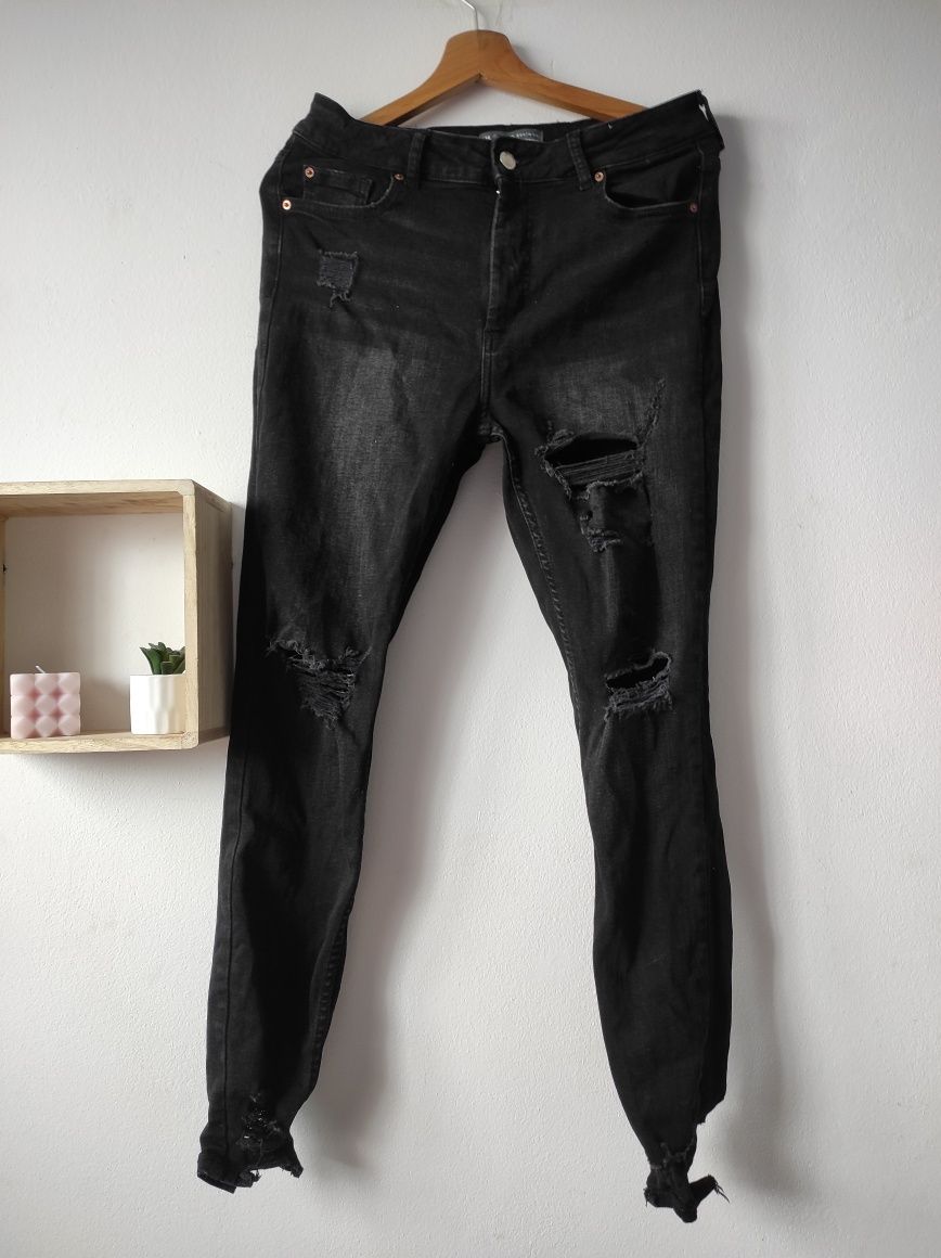 Czarne Spodnie Jeansowe M 38 Primark