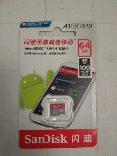 Карта памяти SanDisk 64 Гб 64 Gb microSD Class 10 UHS-I Ultra