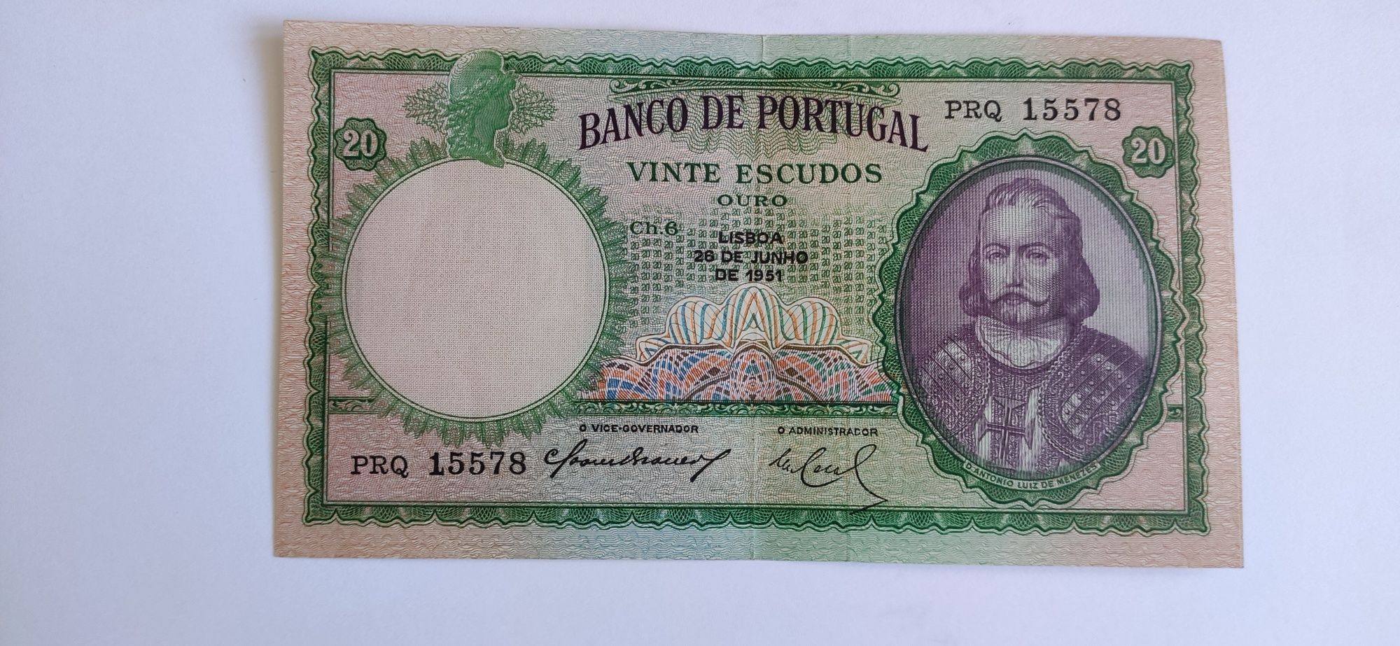 Vinte Escudos 1951 D. António Luiz de Menezes