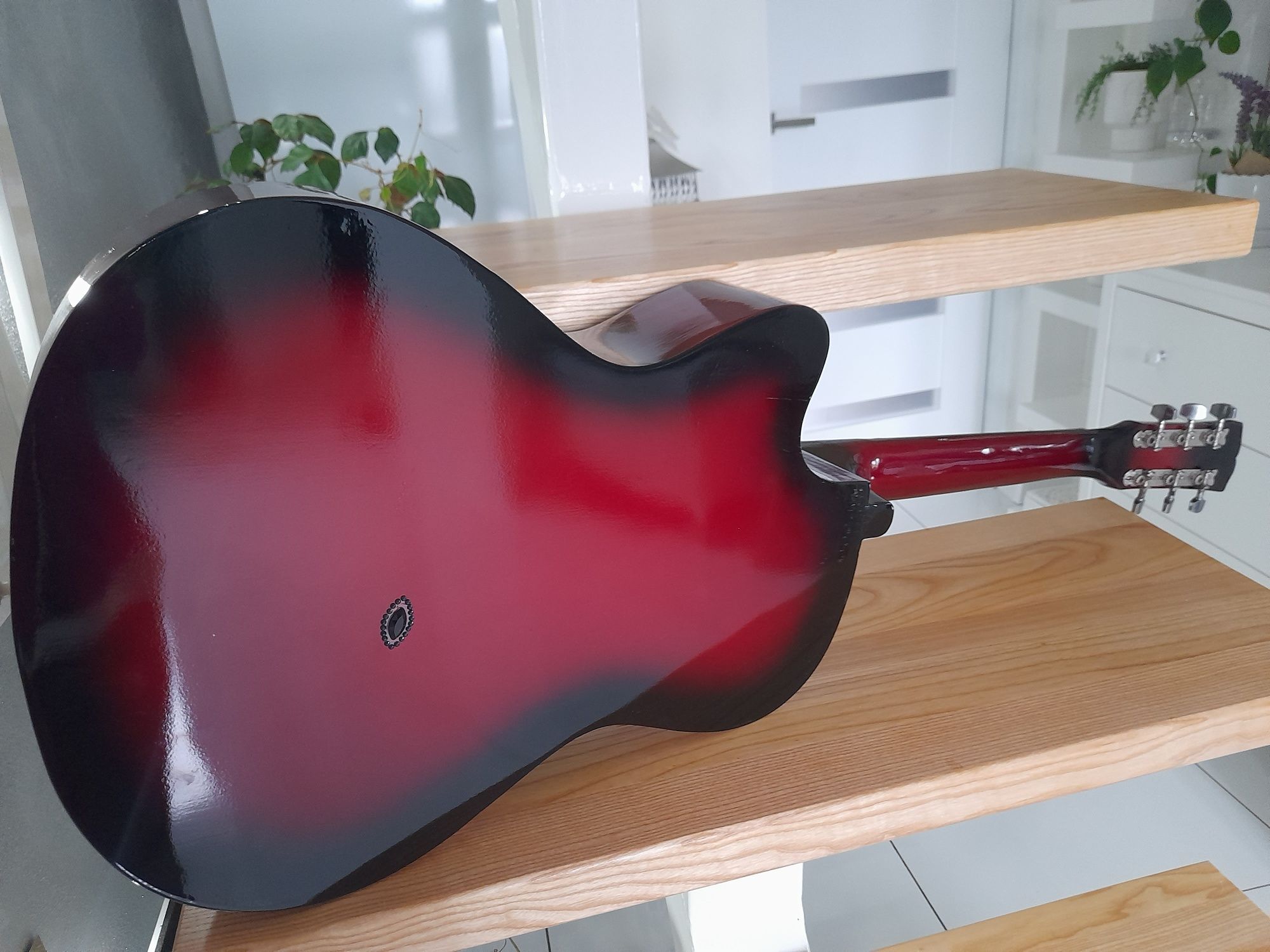 Gitara akustyczna Castelo G3 rozmiar 4/4 czerwona połysk przepiękna