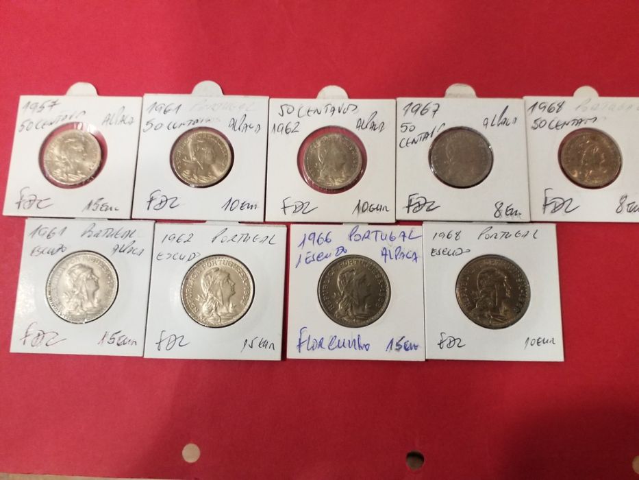 Moedas antigas portuguesas em alpaca.