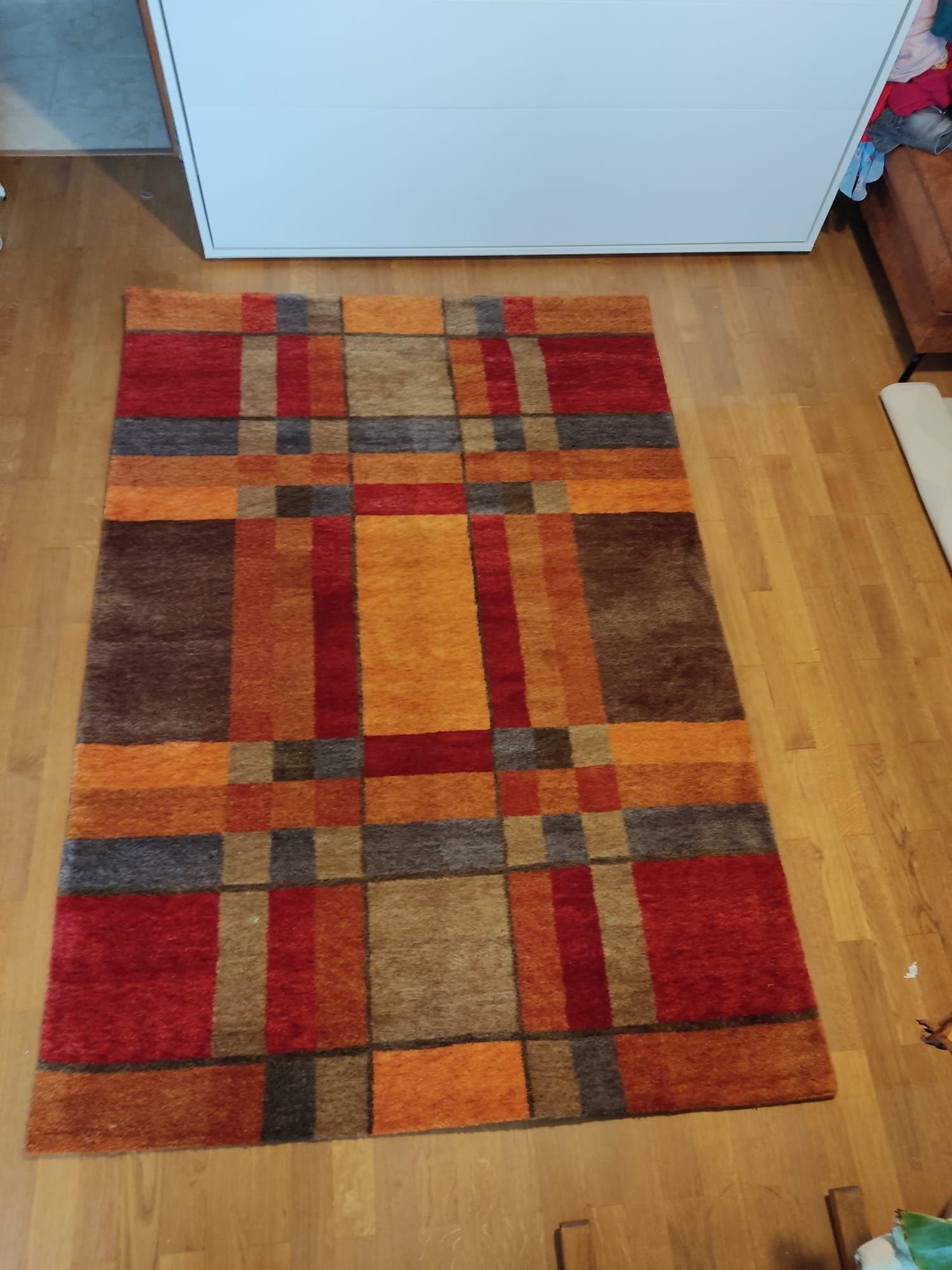 Piękny gruby wełniany dywan 140 x 200 vintage boho