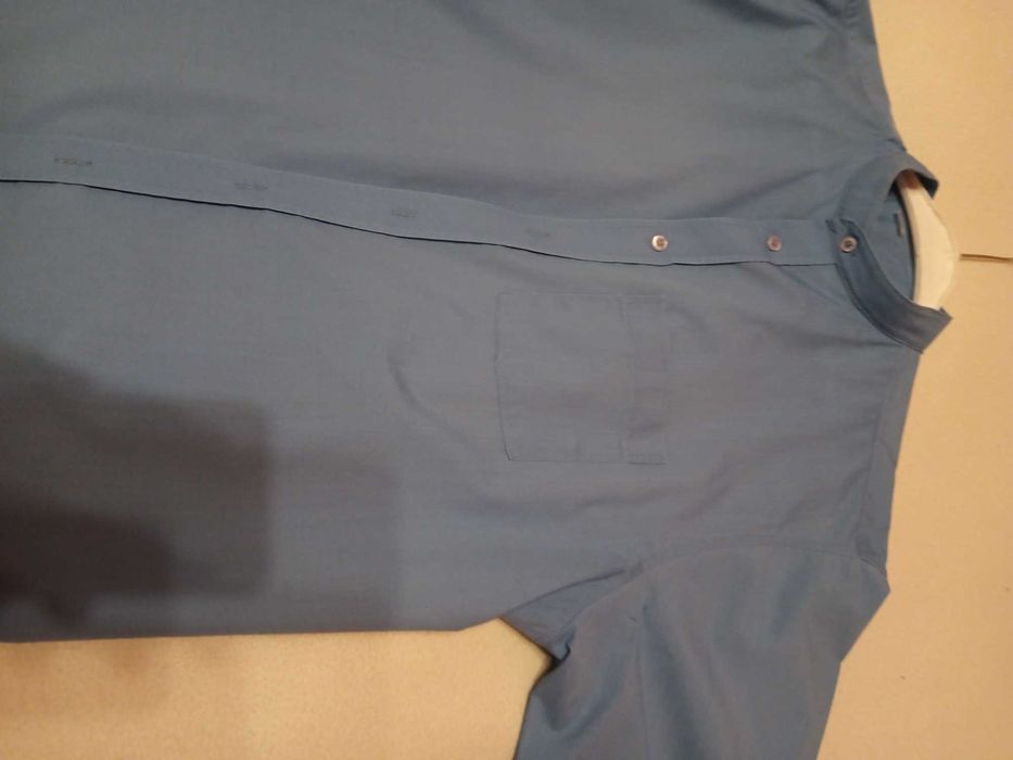 Koszula męska niebieska stójka krótki rękaw 43-44/176-182