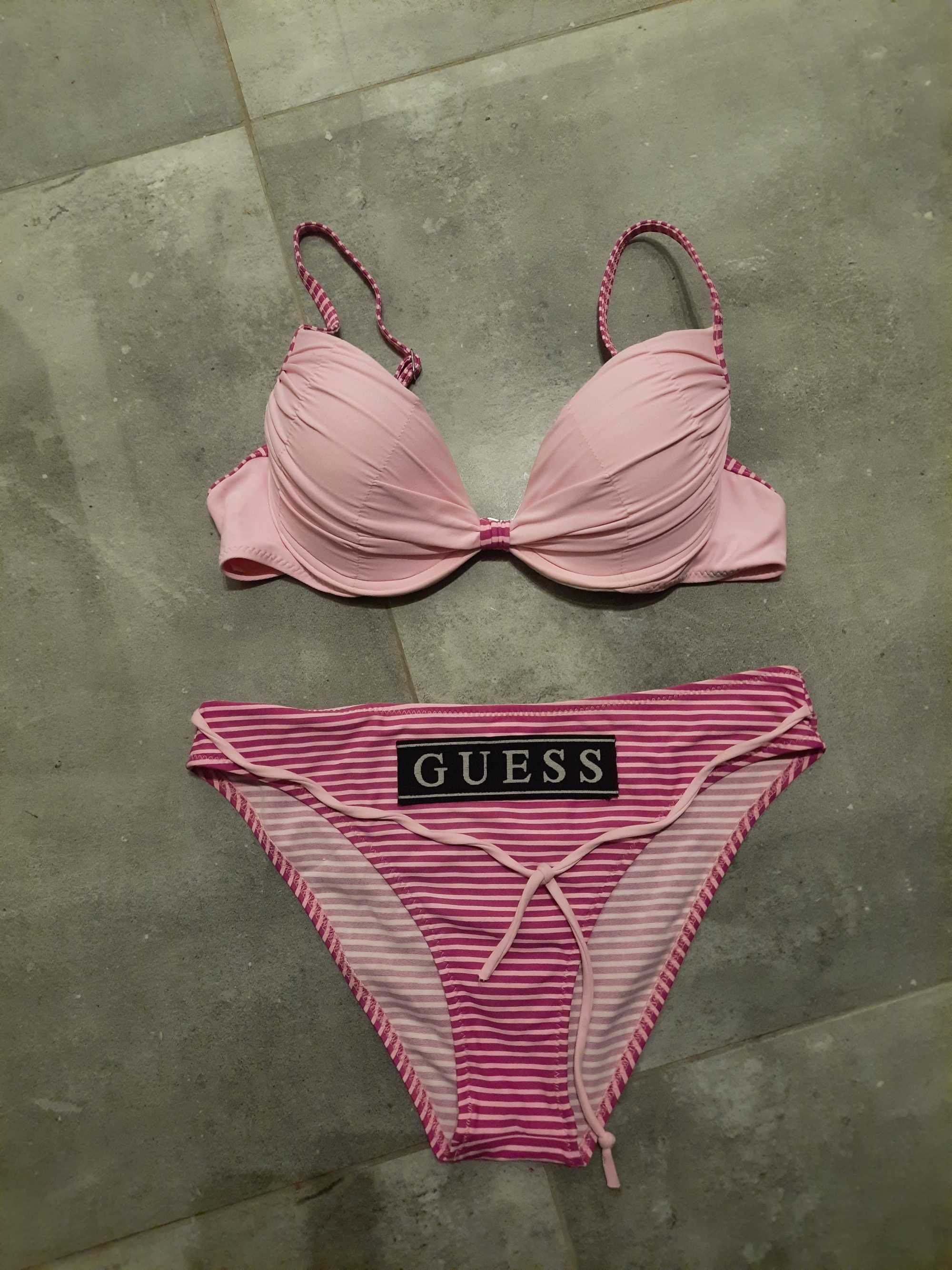Stroj kapielowy kostium guess rozowy 40 L  75 c push up dwuczęściowy