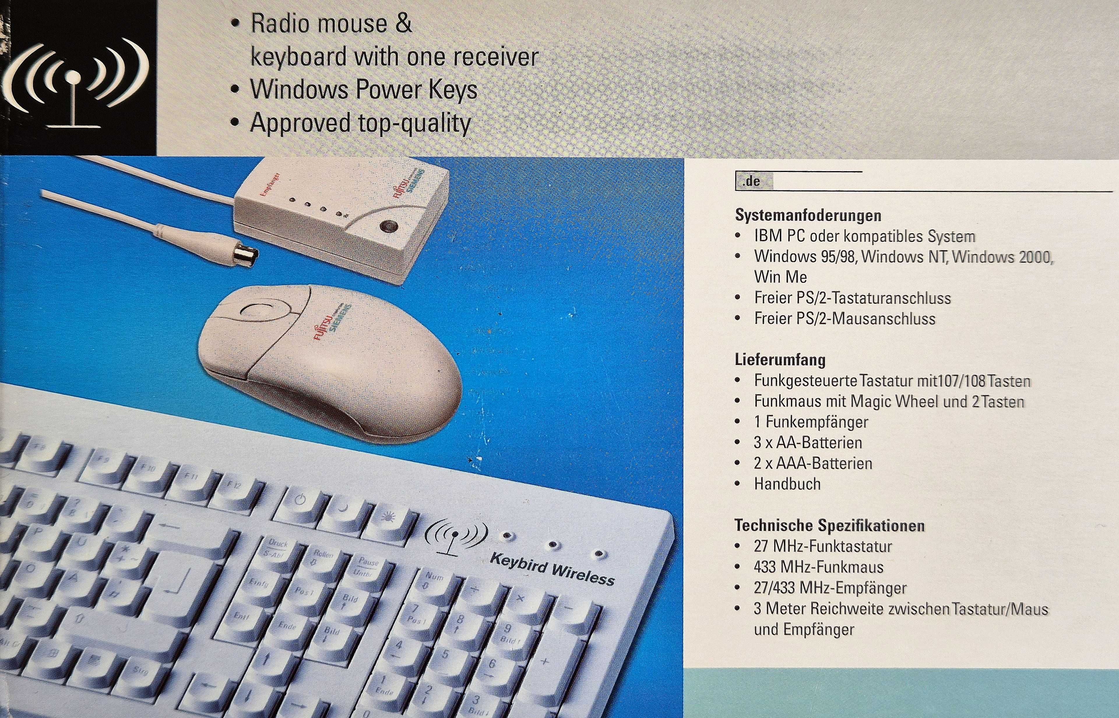 Klawiatura mysz radiowa retro KEYBIRD Wireless Office Fujitsu Siemens