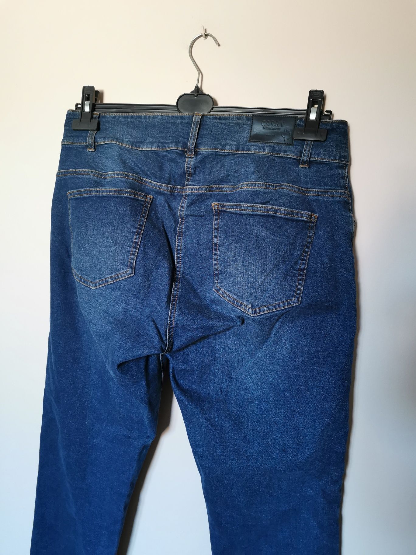Jeansy dżinsy skinny wysoki stan vintage boho 44 XXL granatowe carry