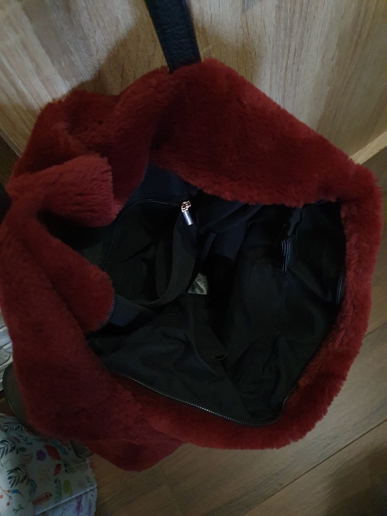 Torebka worek shoper burgundowa Bordowa na ramię