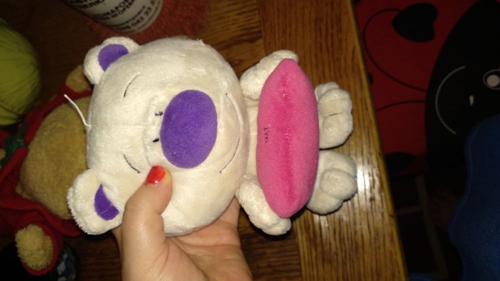 игрушка медведь мишка белый большая голова попа-шарики сердце розовое