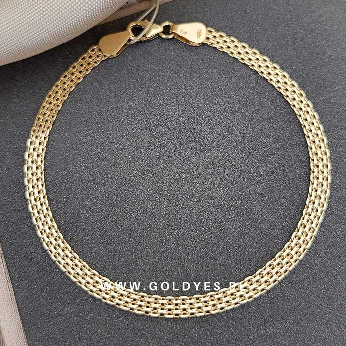 Złota bransoletka bismark szeroka damska próba złota 585