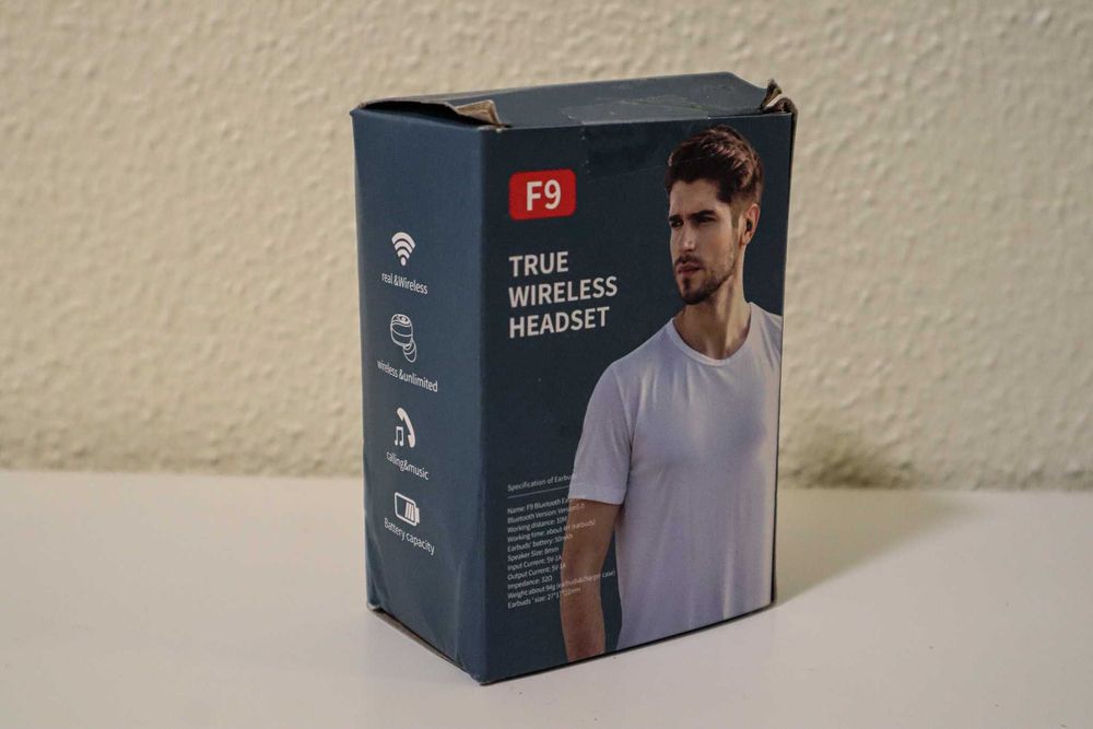 Earphones powerbank wireless pretos TWS F9