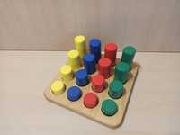 Развивающая игрушка Цветные цилиндры по методике Монтессори