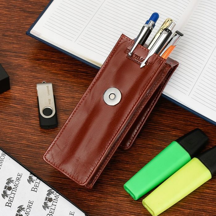 Etui na długopisy pojemne skórzane Beltimore