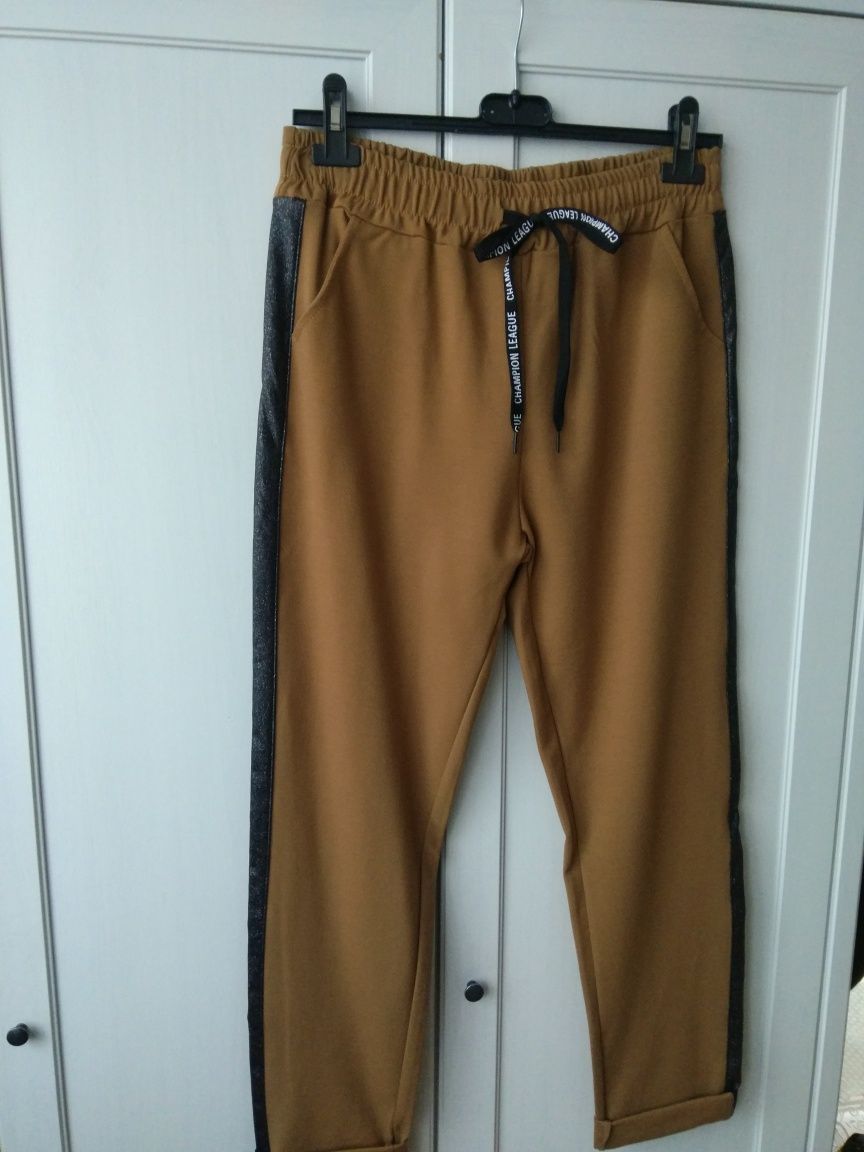 Dresowe spodnie damskie camel XL L