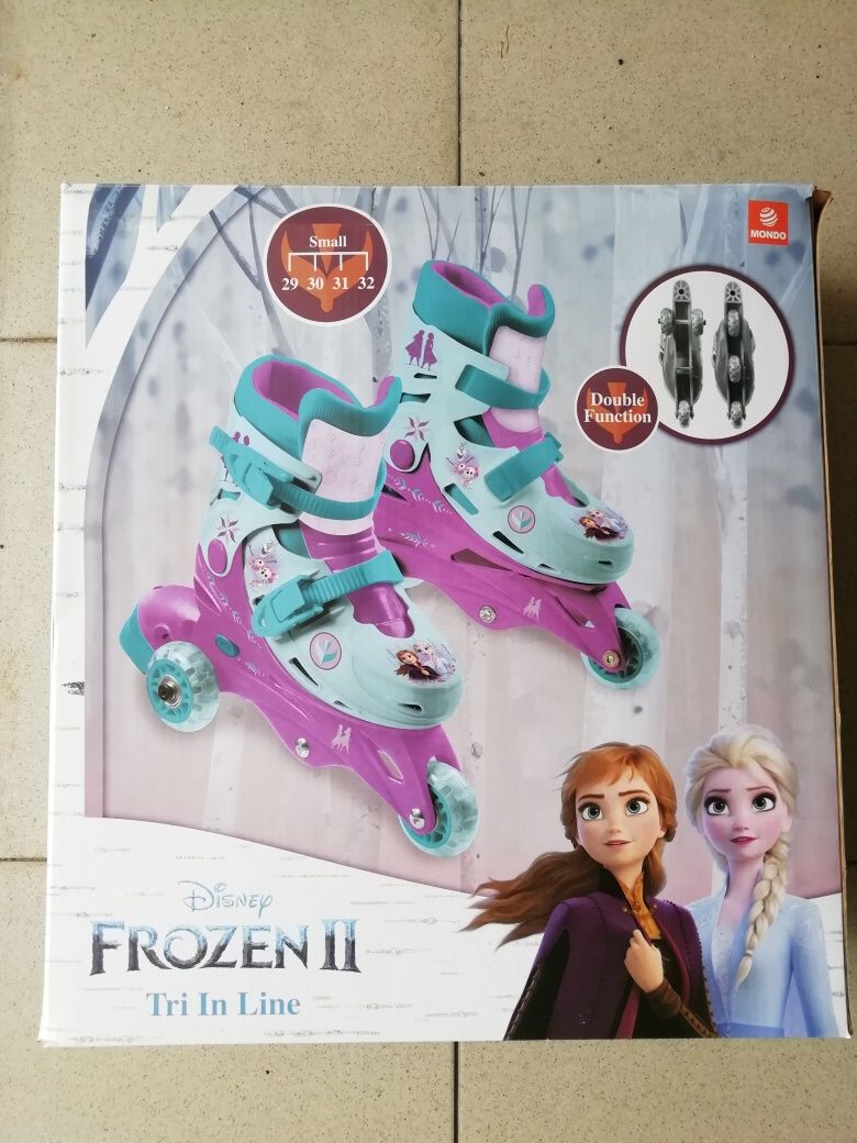 Patins Frozen-novos. Nunca foi usado, em caixa com instruções.