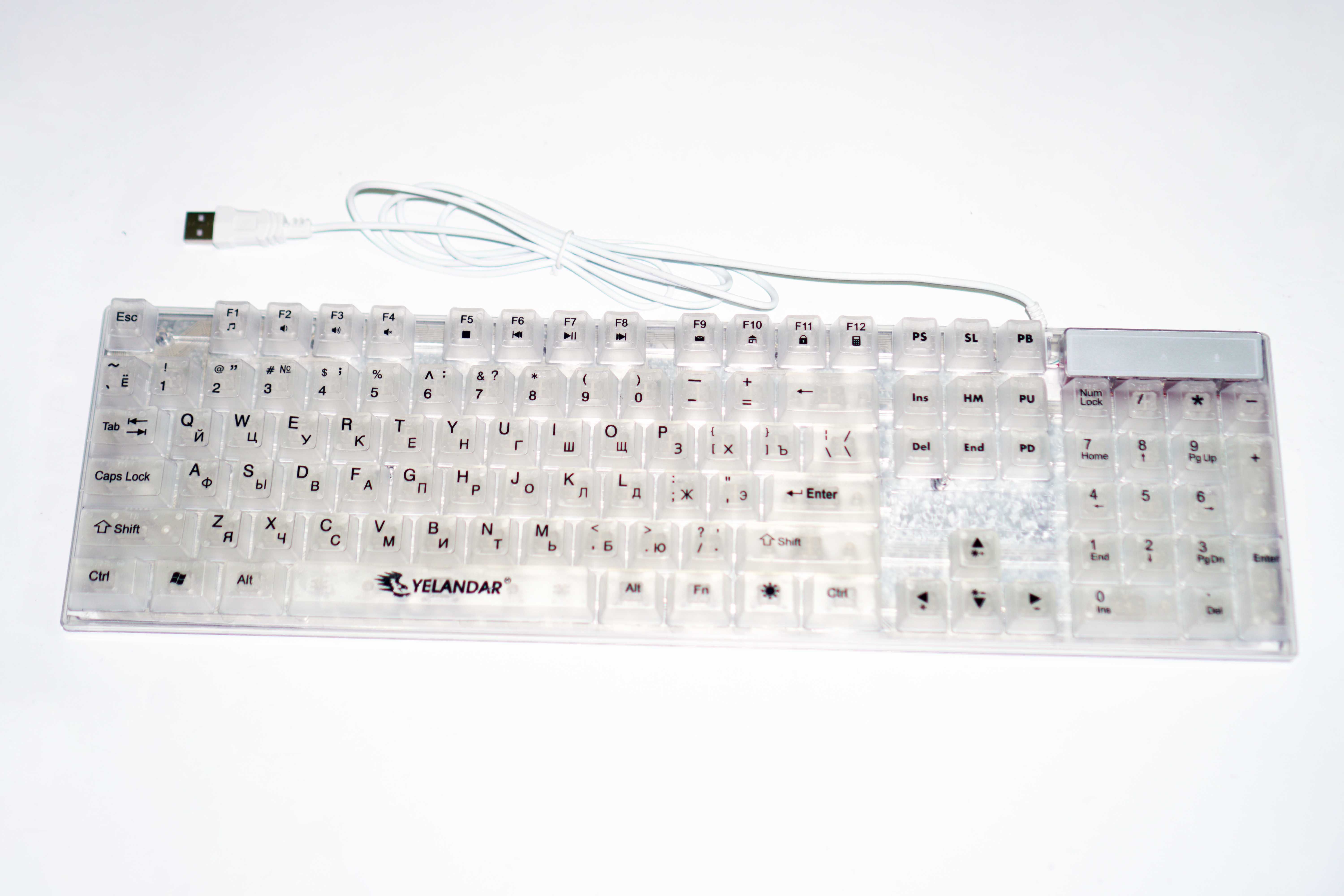 Игровая мембранная клавиатура с подсветкой RGB Белая Yelandar AN-T20