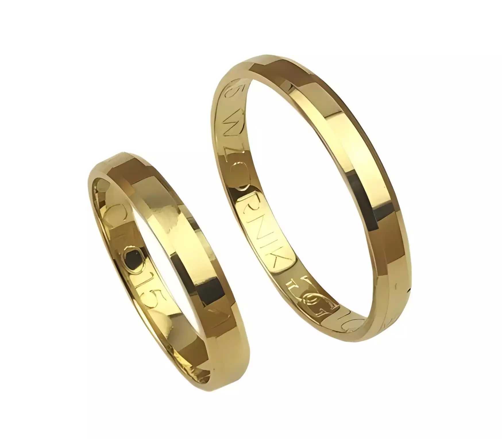 Obrączki ślubne z żółtego złota p.585/ fazowane/ 3mm