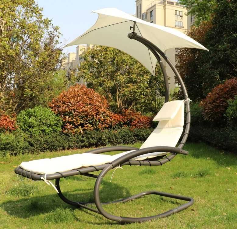 LEŻAK OGRODOWY bujany leżanka / fotel - BEŻOWY