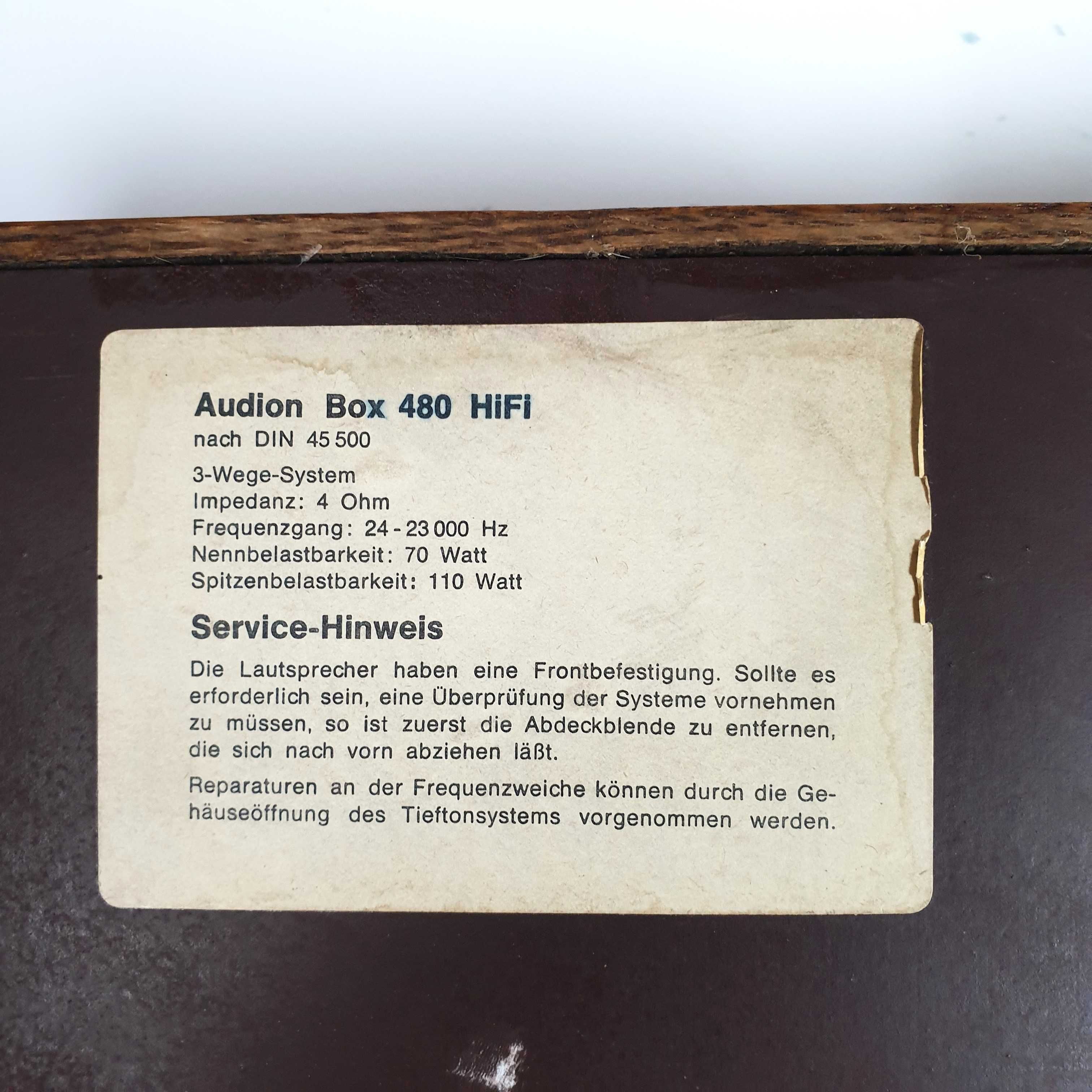 Audion Box 480 HiFi Mocne 3 drożne kolumny Vintage klasa DIN 45 500