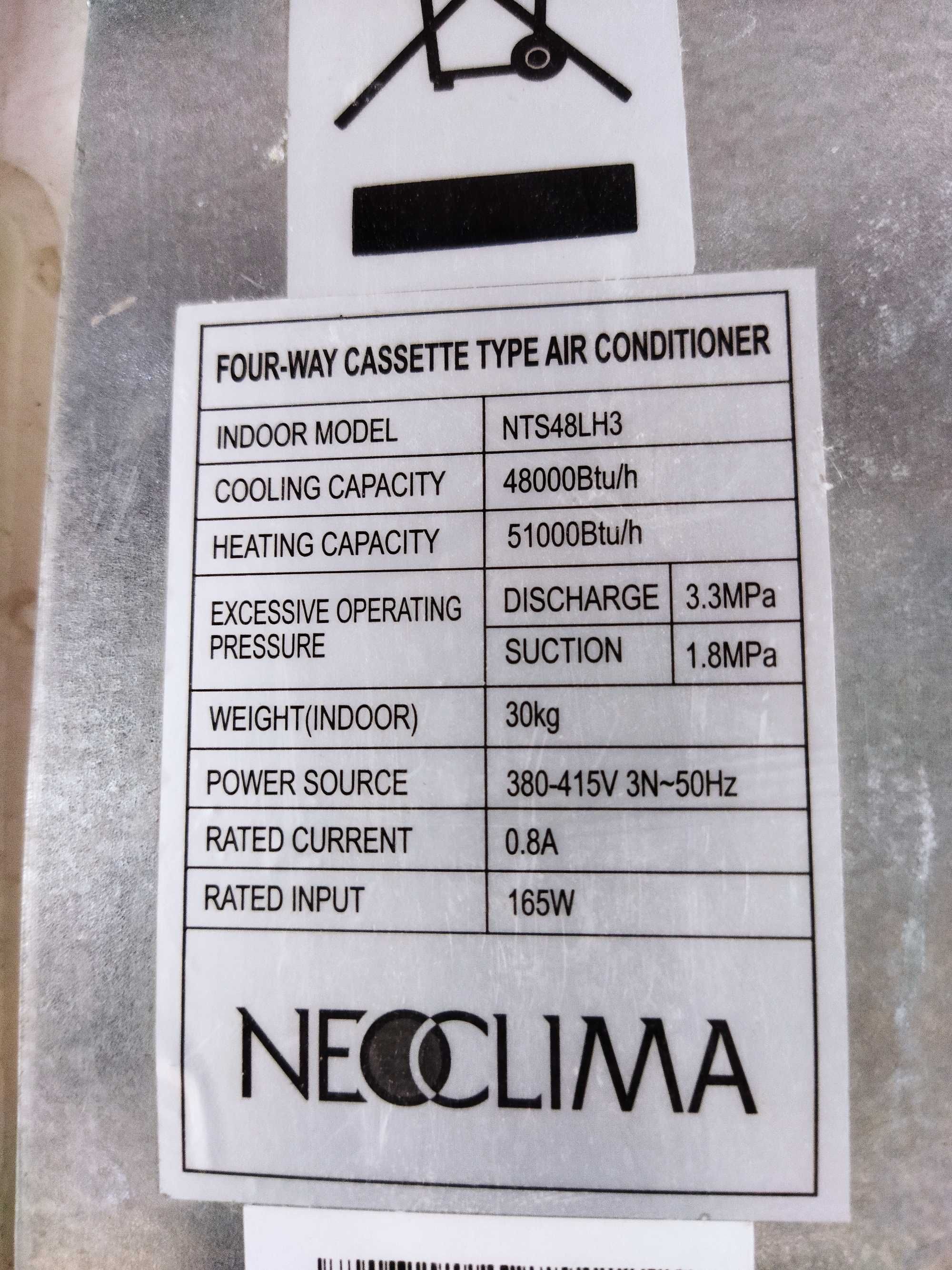 Кассетный кондиционер бу Neoclima 48 не CH Midea кассета на 150 м.кв.