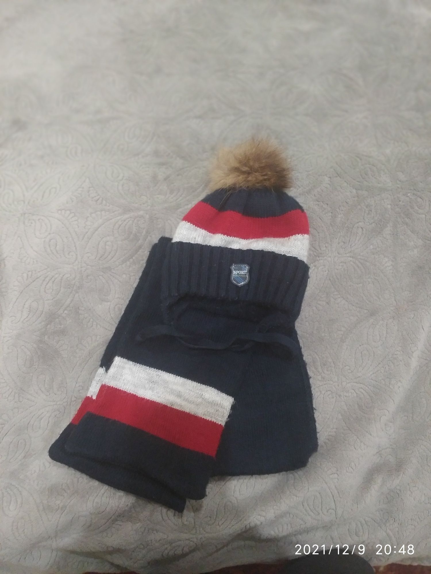 Зимова Шапка з шарфом, з 6міс-1р, ціна 80грн