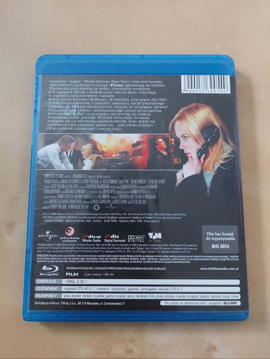 Tłumaczka film Sydneya Pollacka Kidman oscarowa obsada płyta Blu-Ray