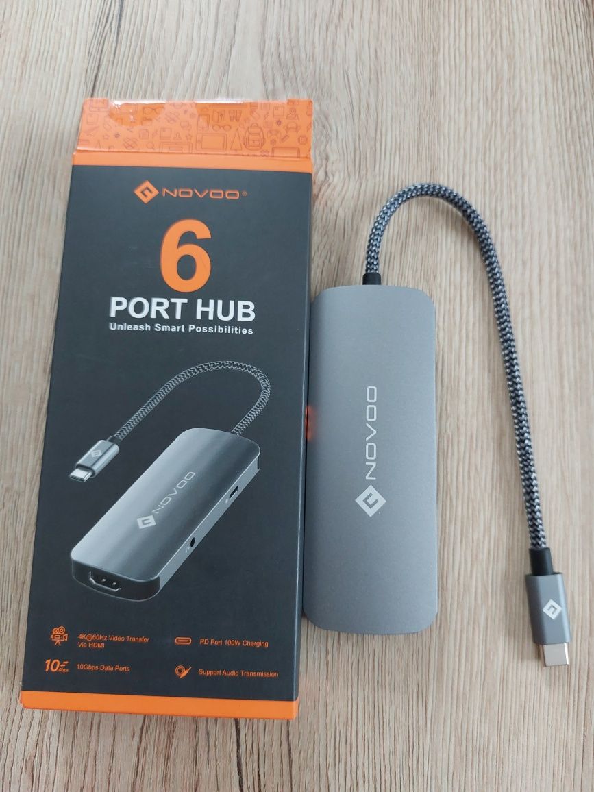 Port HUB USB-C Novoo, nowy, przejściówka